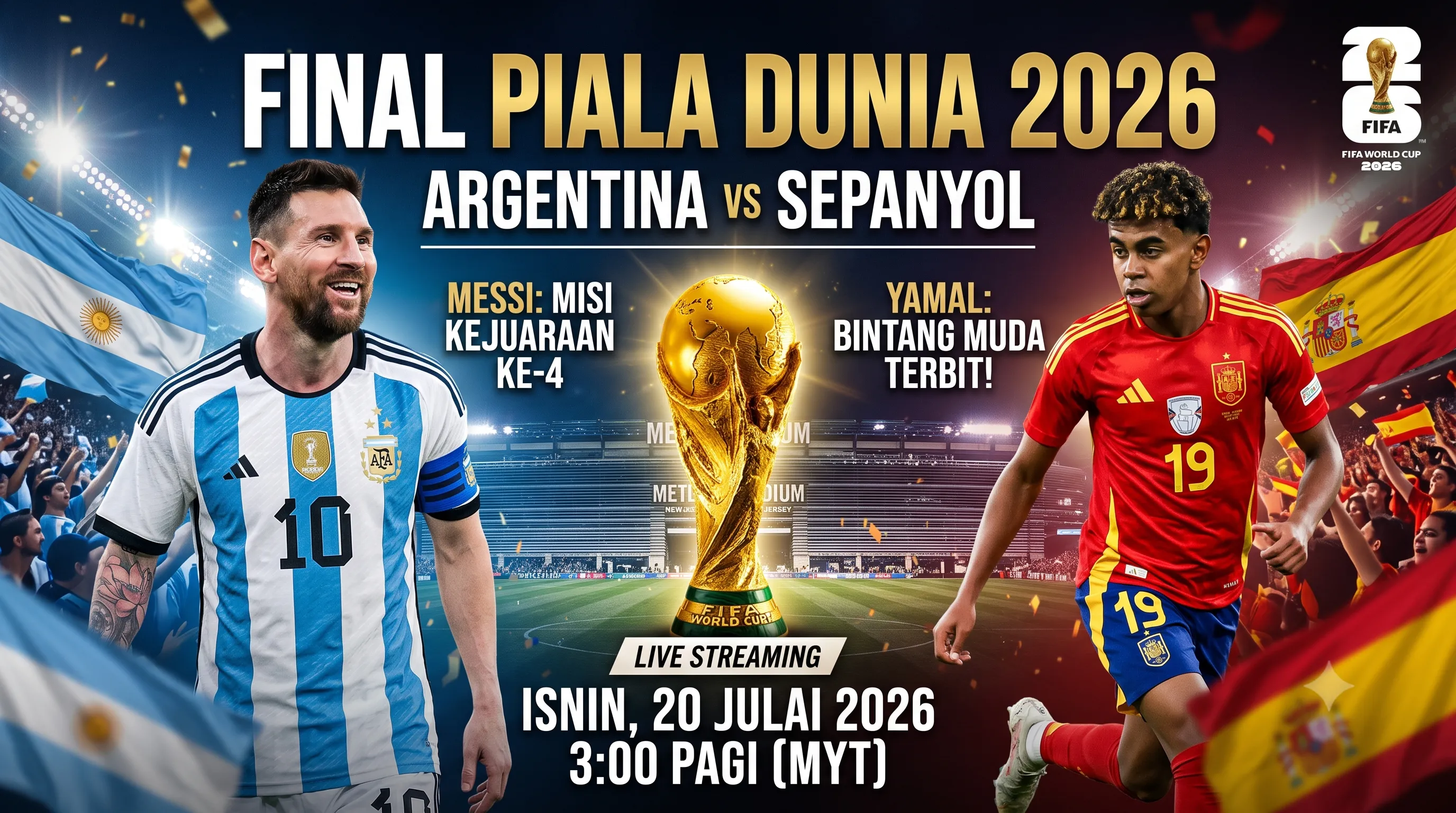 Live Streaming Final Piala Dunia 2026: Argentina vs Sepanyol 
